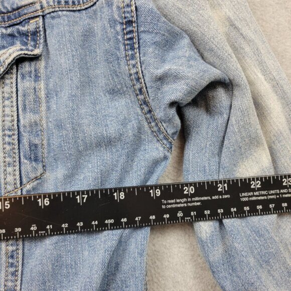 American Eagle Womens Denim Jacket Embroidered Bandana Floral Gorpcore Boho XS - Picture 10 of 16